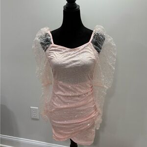 Elegant Pink Lace Dress